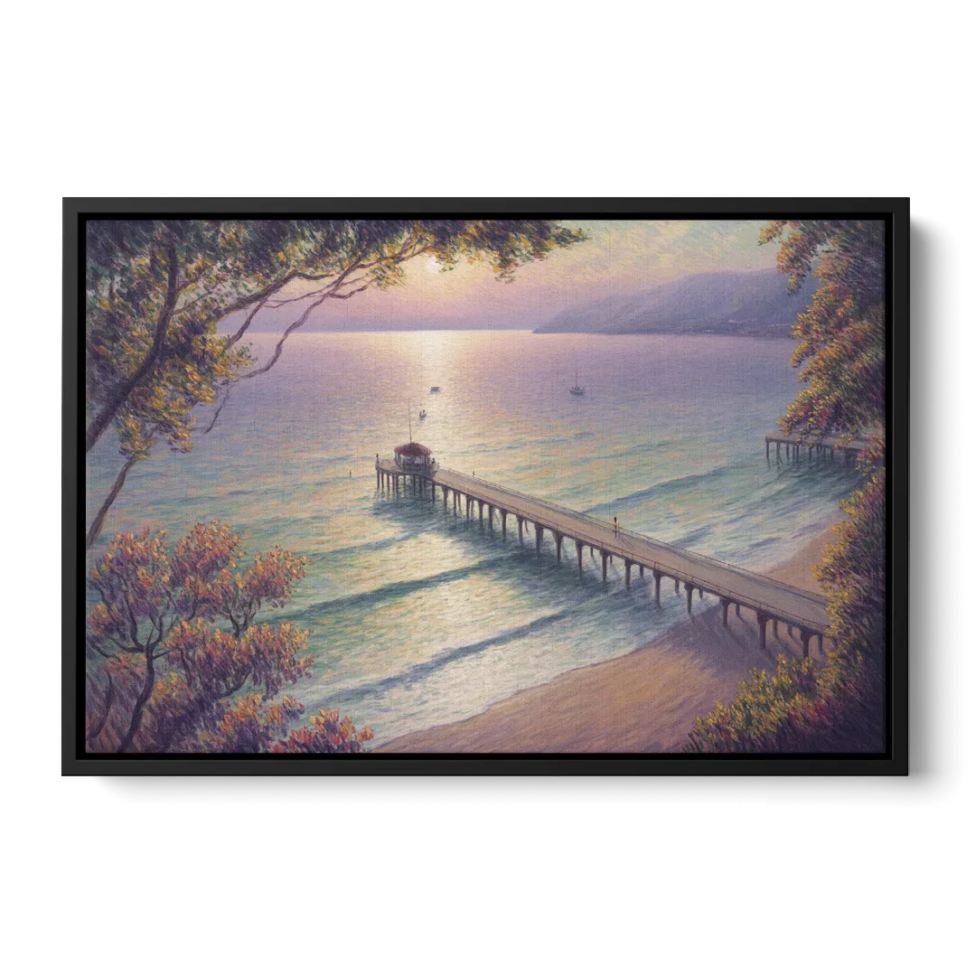Los Muertos Pier Front - Black Canvas Wall Art