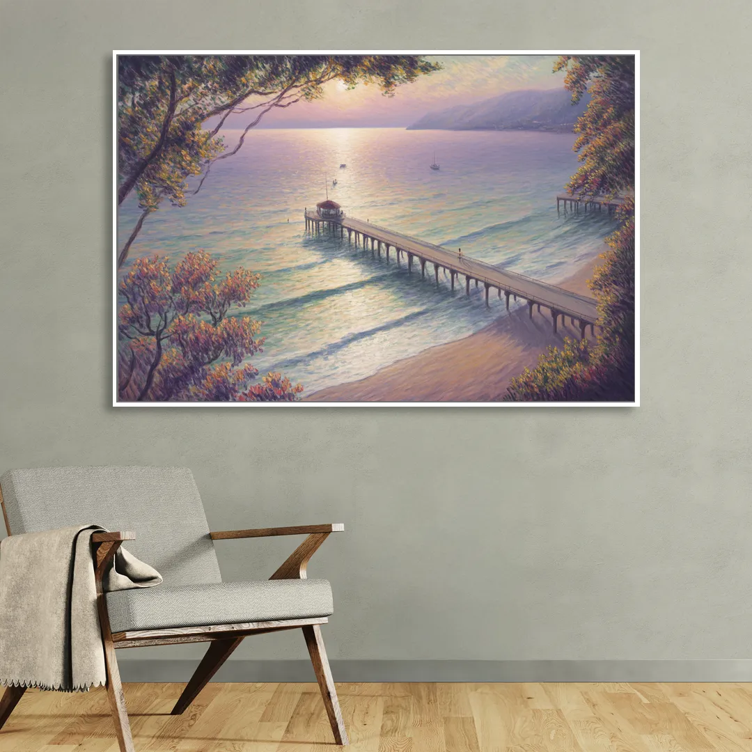 Los Muertos Pier Sitting Room - White Canvas Wall Art