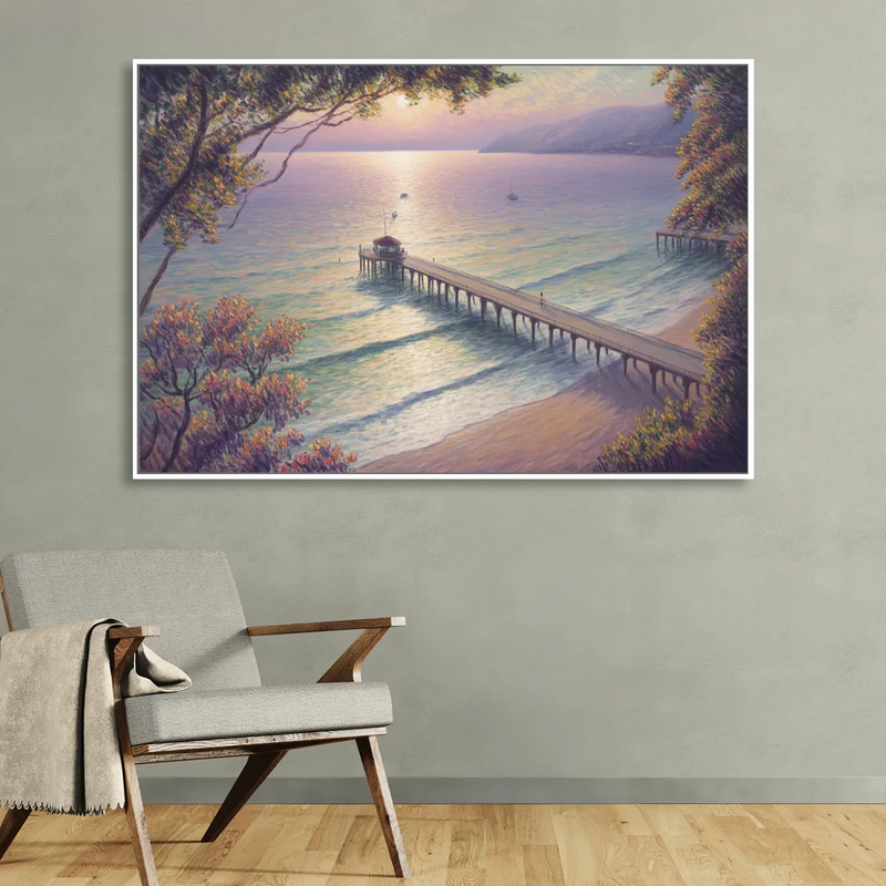 Los Muertos Pier Sitting Room - White Canvas Wall Art