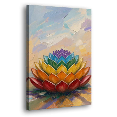 Lotus Mandala Wall Art in Rising Chakra Tiers - Canvas Wall Art - Side