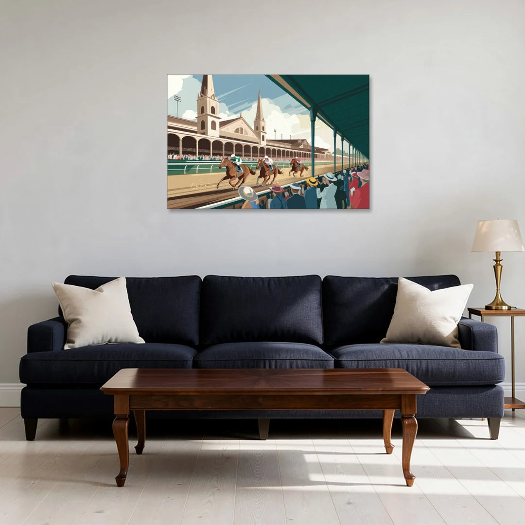 Louisville Churchill Downs Scene - Canvas Wall Art - Sofa - 36x24