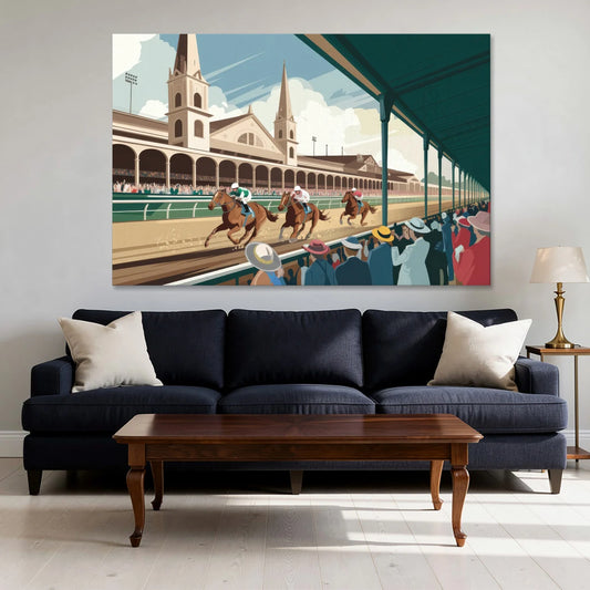 Louisville Churchill Downs Scene - Canvas Wall Art - Sofa - 60x40