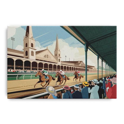 Louisville Churchill Downs Scene Front - Canvas Wall Art