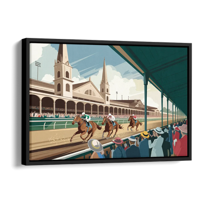 Louisville Churchill Downs Scene Side - Black Canvas Wall Art
