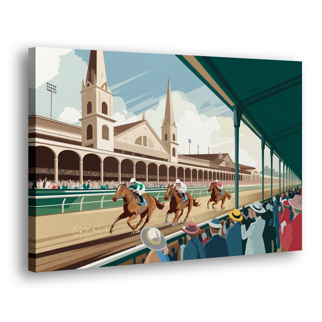 Louisville Churchill Downs Scene Side - Canvas Wall Art