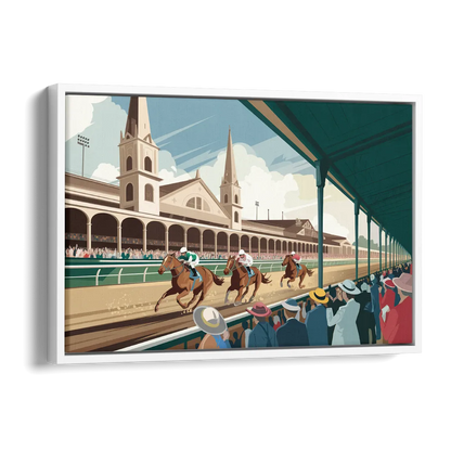 Louisville Churchill Downs Scene Side - White Canvas Wall Art