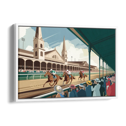 Louisville Churchill Downs Scene Side - White Canvas Wall Art