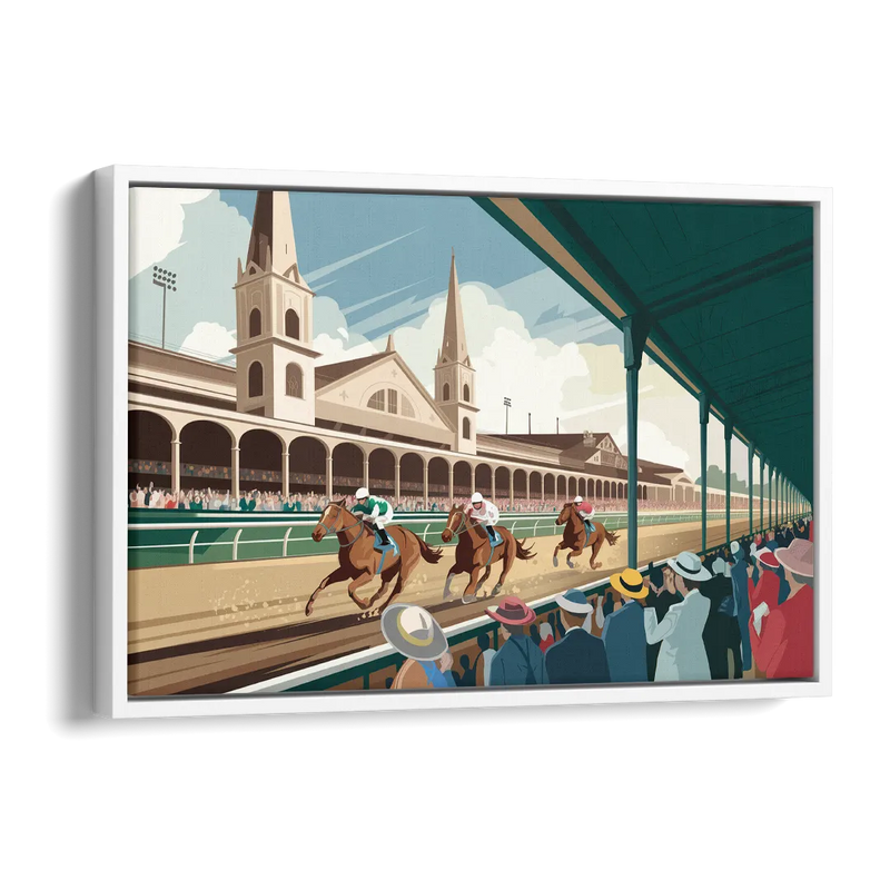 Louisville Churchill Downs Scene Side - White Canvas Wall Art