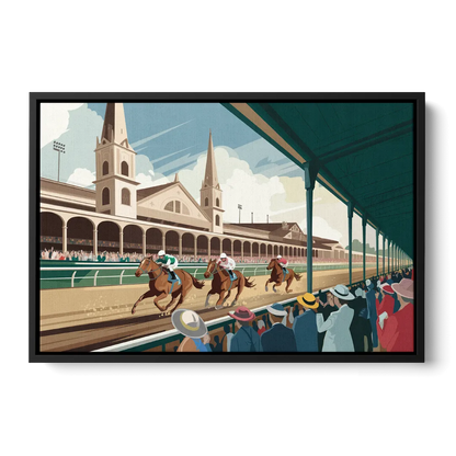 Louisville Churchill Downs Scene Front - Black Canvas Wall Art