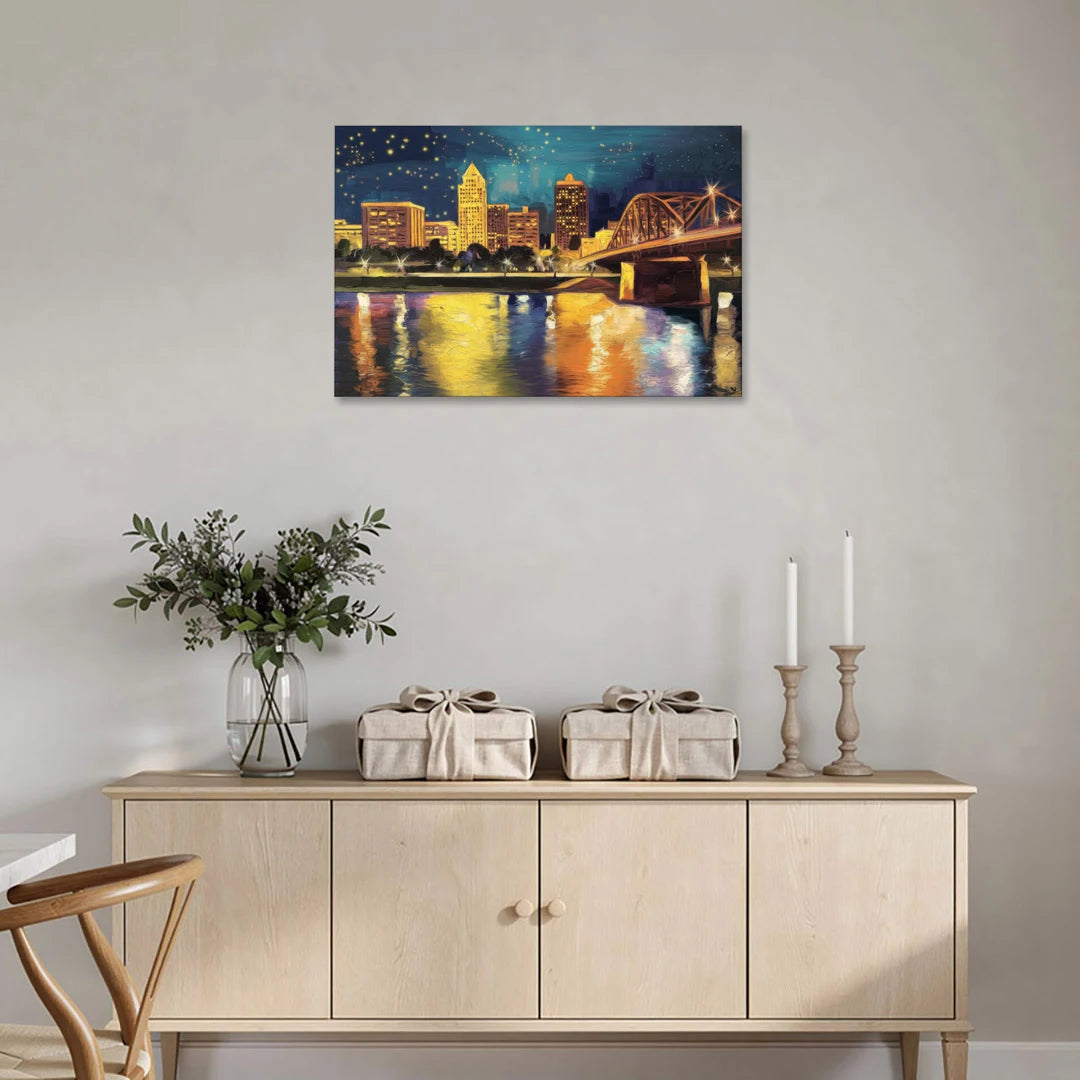 Louisville Cityscape Glow - Canvas Wall Art - Coffee Table - 36x24