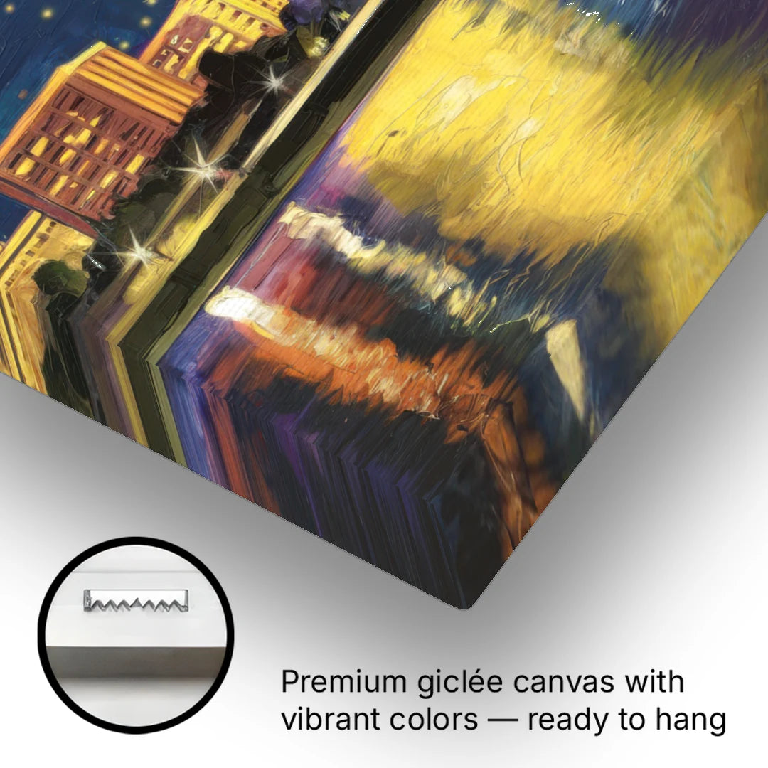 Louisville Cityscape Glow - Canvas Wall Art - Gallery Wrap Corner