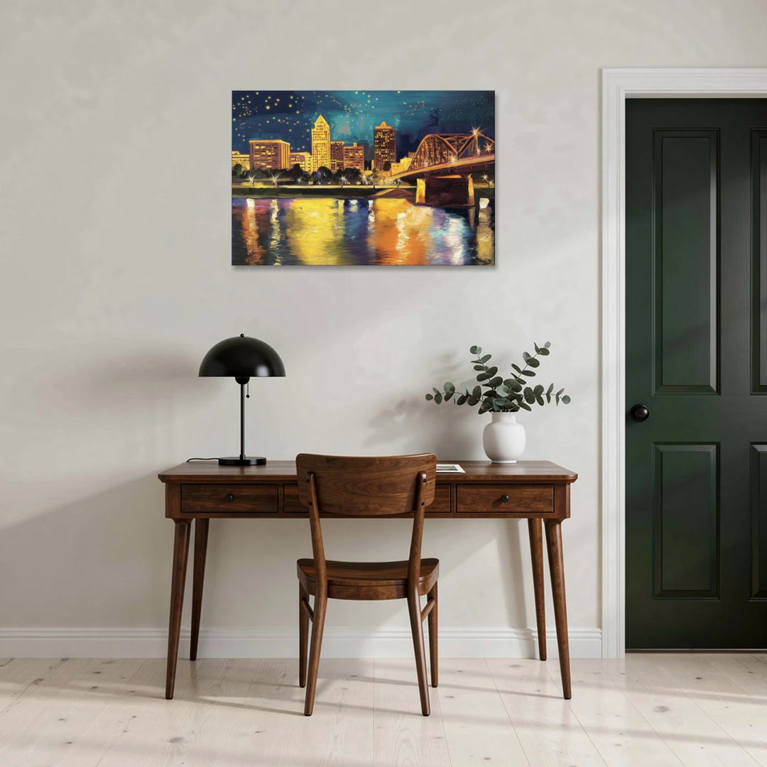 Louisville Cityscape Glow - Canvas Wall Art - Office - 36x24