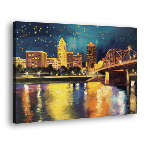 Louisville Cityscape Glow - Canvas Wall Art - Side
