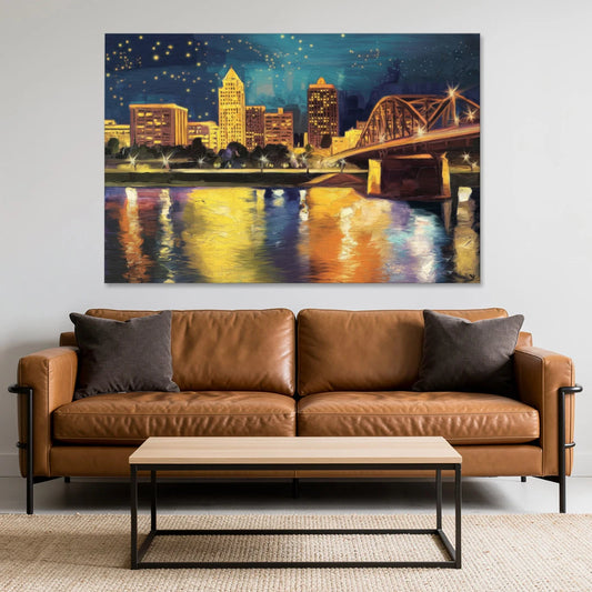 Louisville Cityscape Glow - Canvas Wall Art - Sofa - 60x40