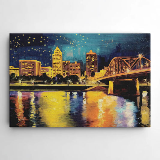 Louisville Cityscape Glow - Canvas Wall Art