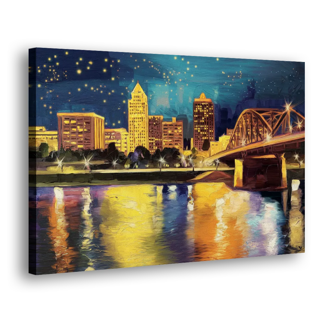 Louisville Cityscape Glow Side - Canvas Wall Art