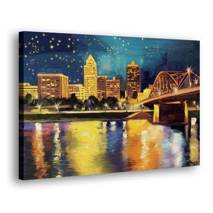 Louisville Cityscape Glow Side - Canvas Wall Art