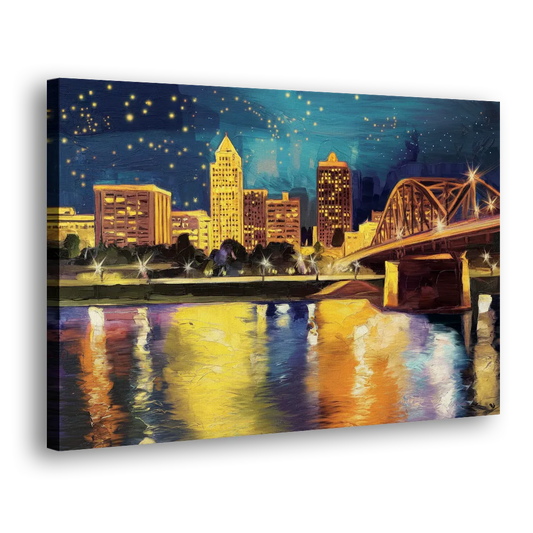 Louisville Cityscape Glow Side - Canvas Wall Art