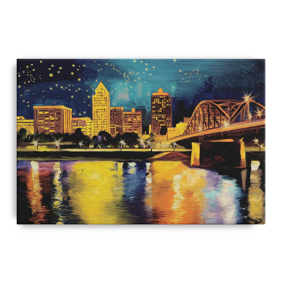 Louisville Cityscape Glow Front - Canvas Wall Art
