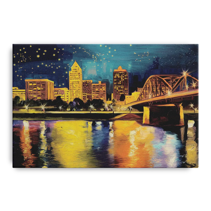 Louisville Cityscape Glow Front - Canvas Wall Art