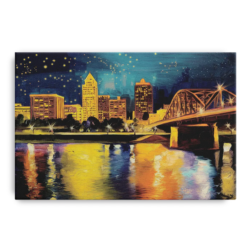 Louisville Cityscape Glow Front - Canvas Wall Art