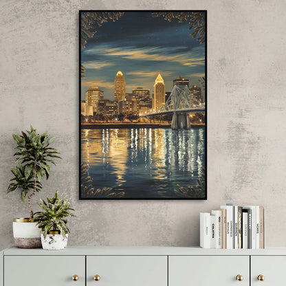 Louisville Downtown Skyline Sitting Room - Black Canvas Wall Art