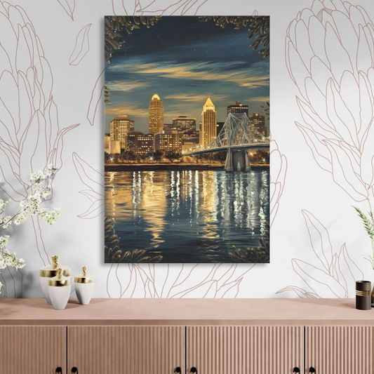 Louisville Downtown Skyline Living Room - Canvas Wall Art