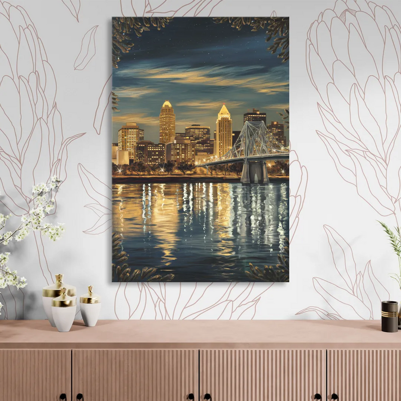 Louisville Downtown Skyline Living Room - Canvas Wall Art