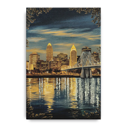 Louisville Downtown Skyline Front - Canvas Wall Art