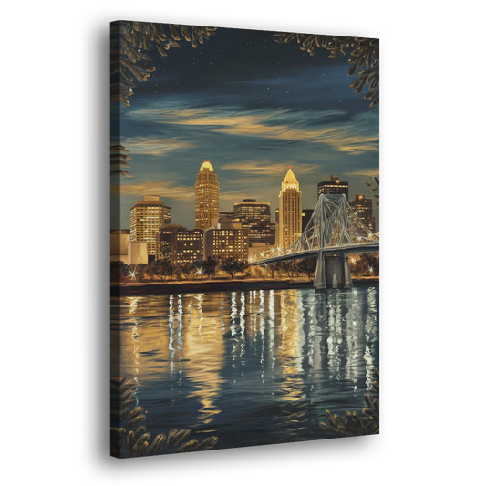 Louisville Downtown Skyline Side - Canvas Wall Art