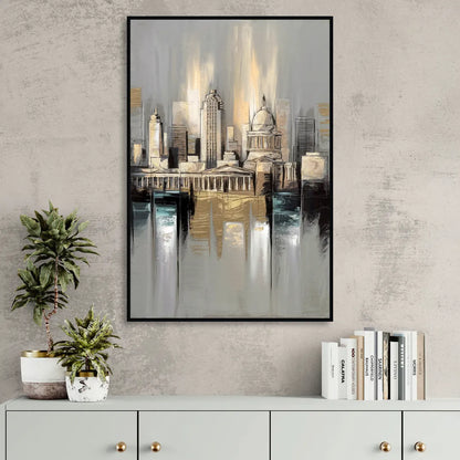 Louisville Historic Landmarks Living Room - Black Canvas Wall Art