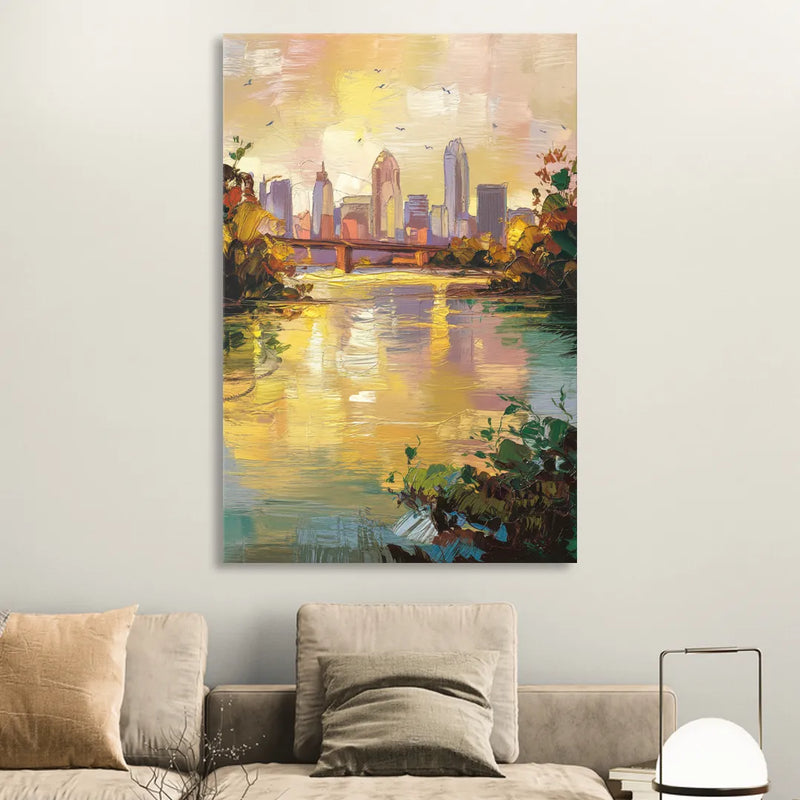 Louisville Ohio River View Sitting Room - Canvas Wall Art