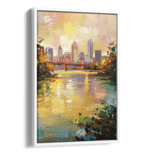 Louisville Ohio River View Side - White Canvas Wall Art