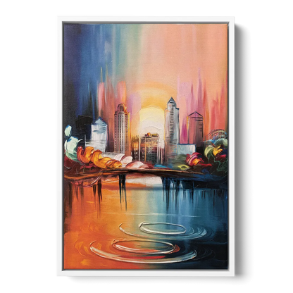 Louisville Skyline at Sunrise Front - White Canvas Wall Art