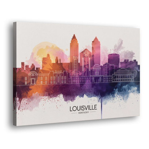 Louisville Sunset Over Skyline - Canvas Wall Art - Side