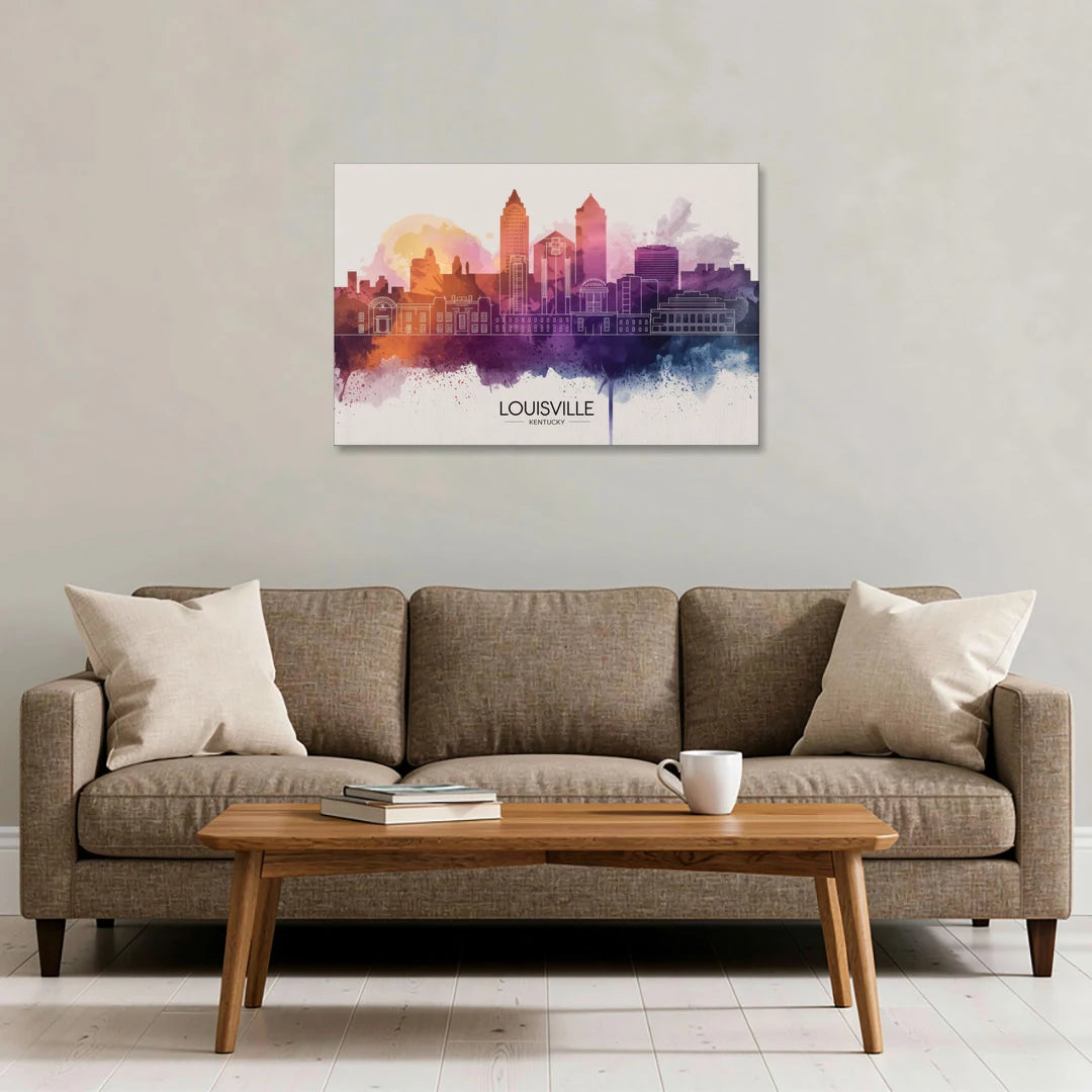 Louisville Sunset Over Skyline - Canvas Wall Art - Sofa - 36x24
