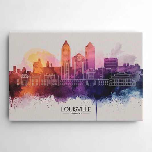 Louisville Sunset Over Skyline - Canvas Wall Art