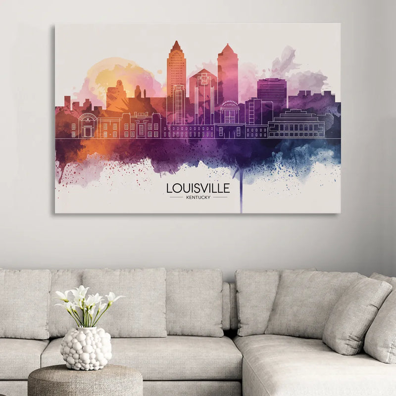 Louisville Sunset Over Skyline Sitting Room - Canvas Wall Art