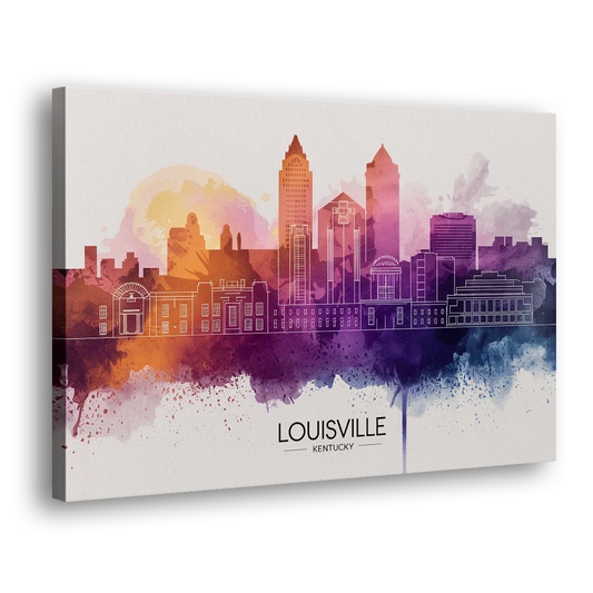 Louisville Sunset Over Skyline Side - Canvas Wall Art