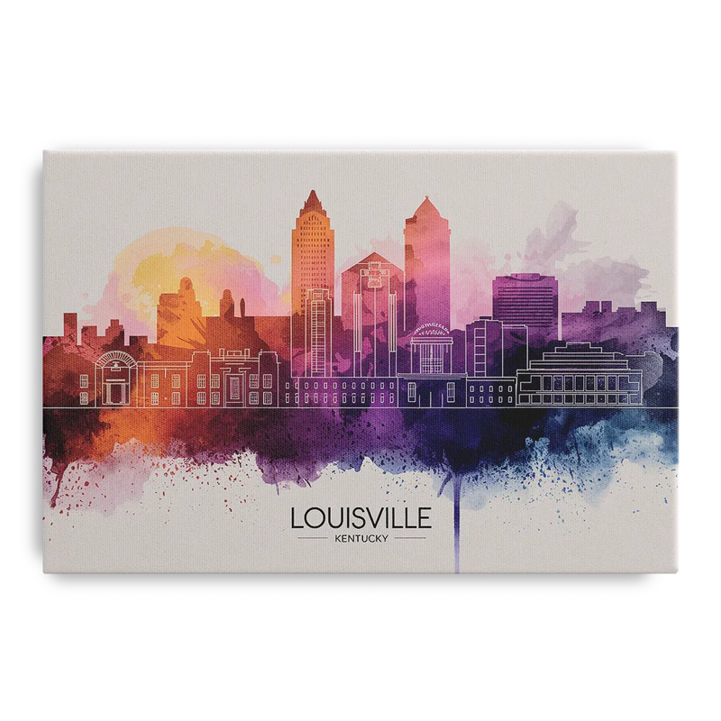 Louisville Sunset Over Skyline Front - Canvas Wall Art