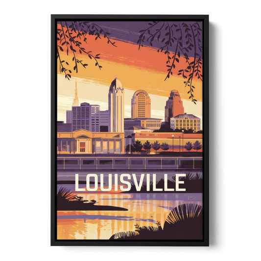 Louisville Urban Charm - Black Framed Canvas Wall Art - Front