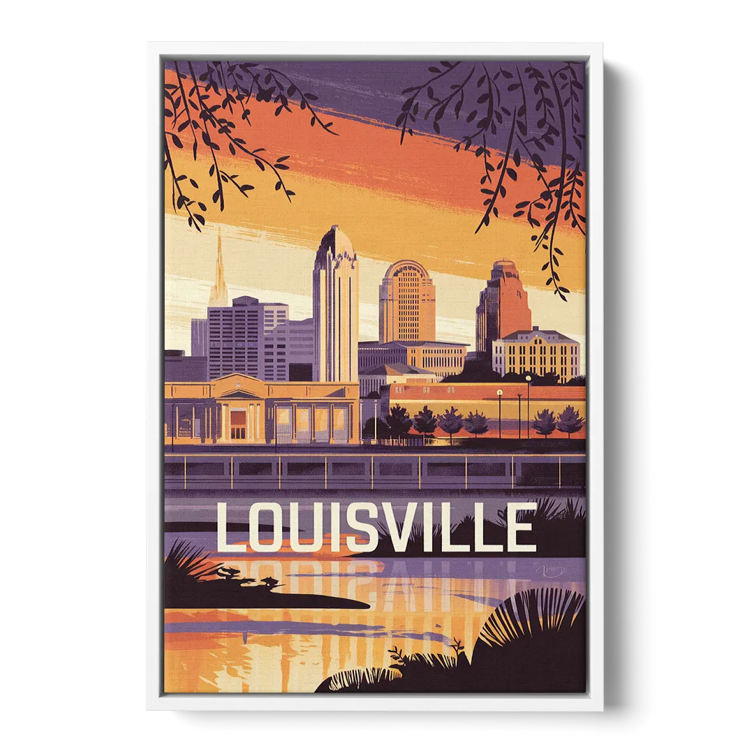 Louisville Urban Charm Front - White Canvas Wall Art