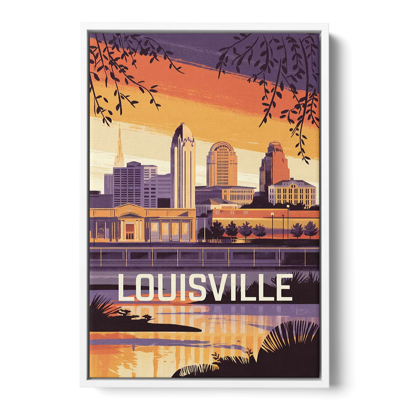 Louisville Urban Charm Front - White Canvas Wall Art