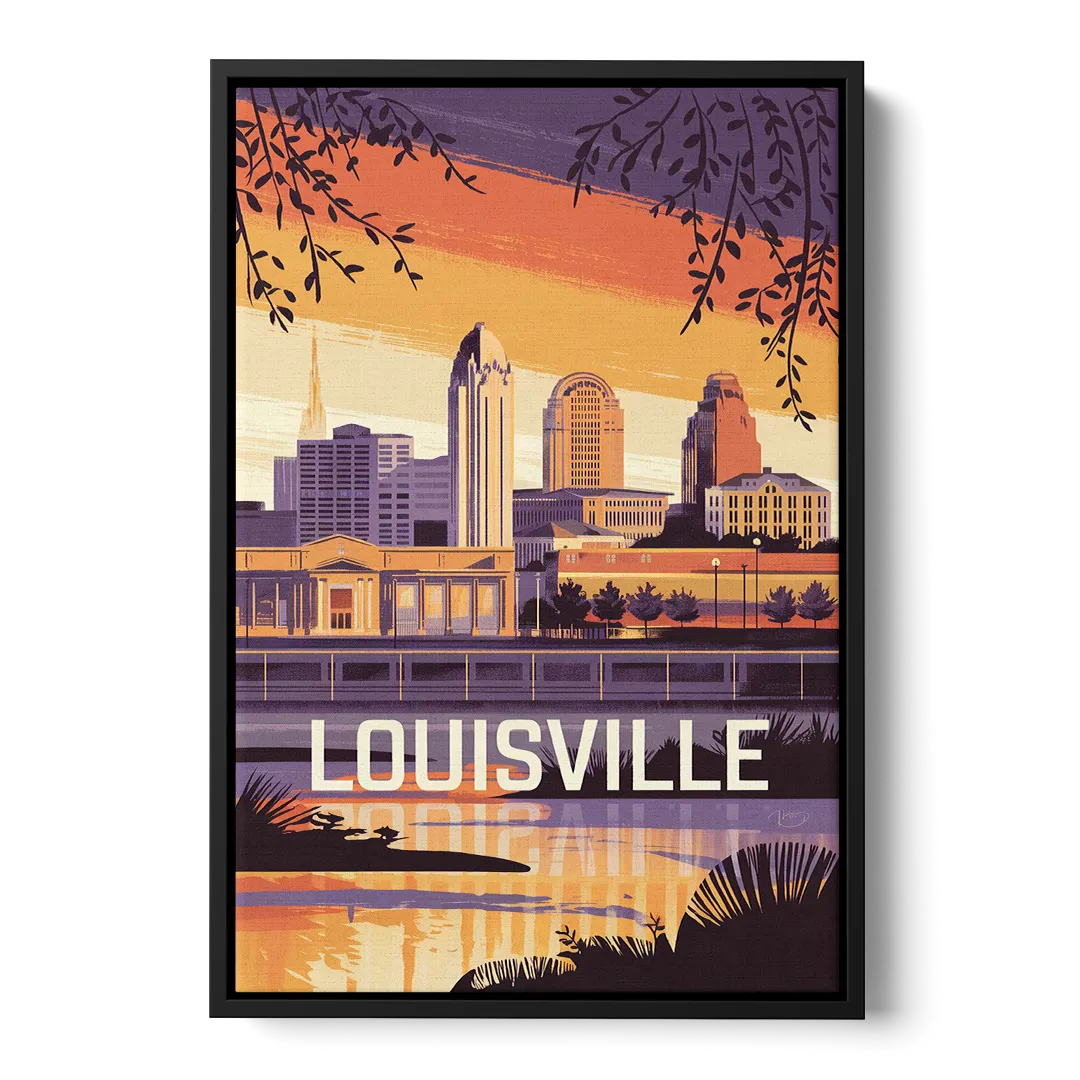 Louisville Urban Charm Front - Black Canvas Wall Art