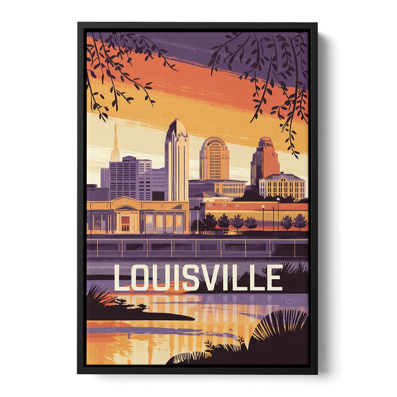 Louisville Urban Charm Front - Black Canvas Wall Art