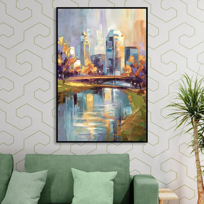 Louisville Waterfront Park Sitting Room - Black Canvas Wall Art