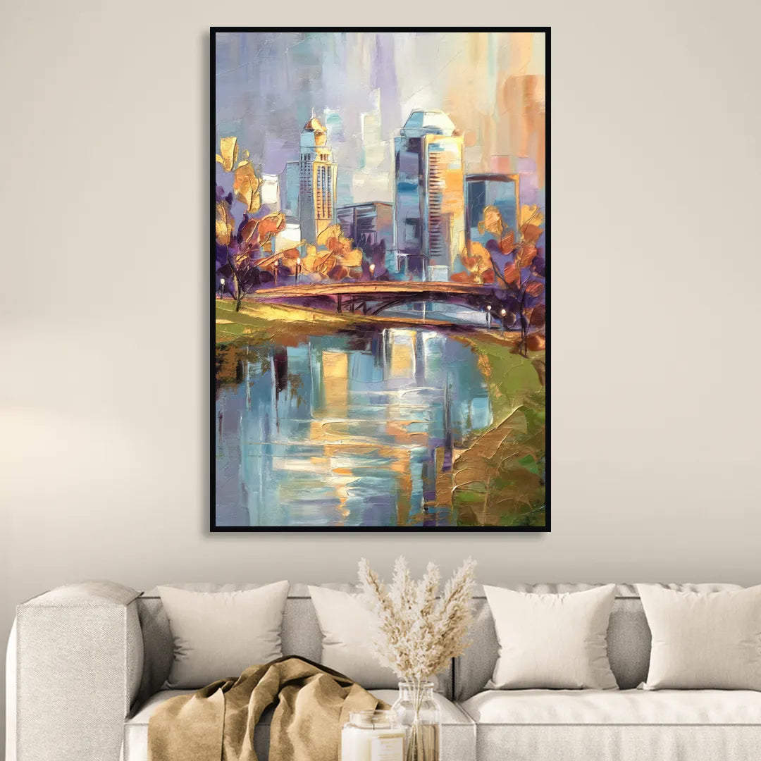 Louisville Waterfront Park Living Room - Black Canvas Wall Art