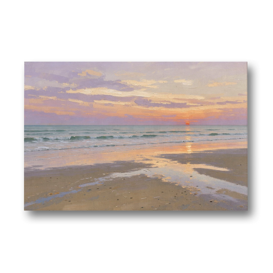 Low Tide Sunset with Lavender Sky - Canvas Wall Art - Front