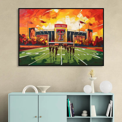 Lubbock Classic Red Raiders Living Room - Black Canvas Wall Art