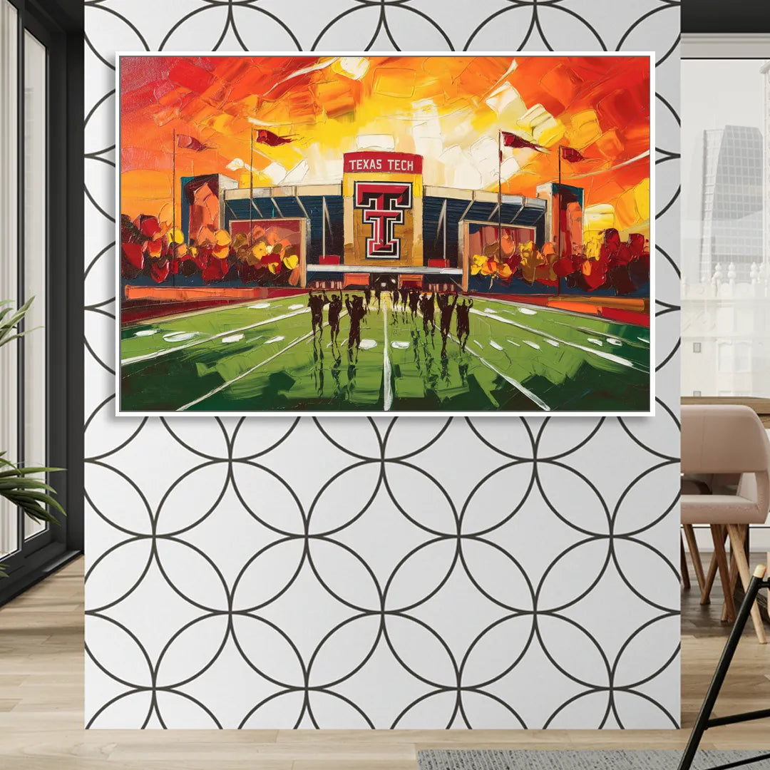 Lubbock Classic Red Raiders Living Room - White Canvas Wall Art